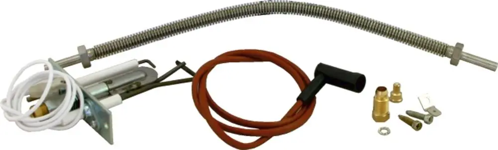 Zündbrenner und Zündgaseleitung für Wolf NG-4E TNG, bestehend aus mehreren Komponenten wie Elektroden, Gasleitungen und Befestigungselementen.